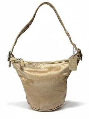 COACH Vintage ‘90s Citrine Satin Leather Hobo Shoulder Bucket Bag L7X6100 Silver